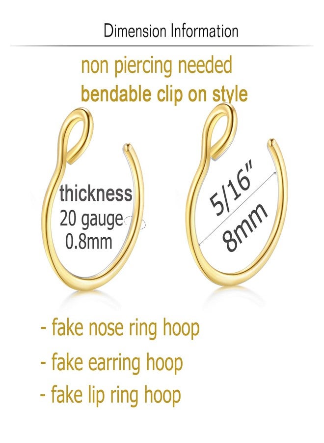 QWALIT كوالت: ثقب شفاه مزيف، حلقة شفاه مزيفة، حلقة أنف مزيفة، لدغات ثعبان مزيفة، ثقب أنف مزيف، أقراط مزيفة، سوار، مشبك ثقب لدغة ثعبان مزيفة، أقراط سوار بدون ثقب، ذهب - Image 2